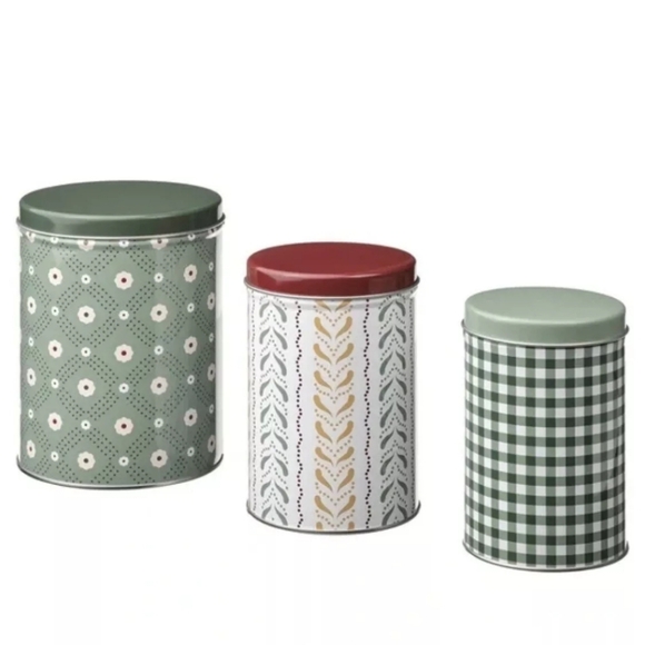 IKEA Set of three Nesting Cylindrical Metal Storage Tins - Picture 2 of 11